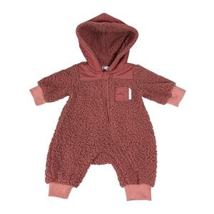 Tahari Baby Fleece Sherpa Hooded Bunting Suit 0-3M Pink Rose Zip Front